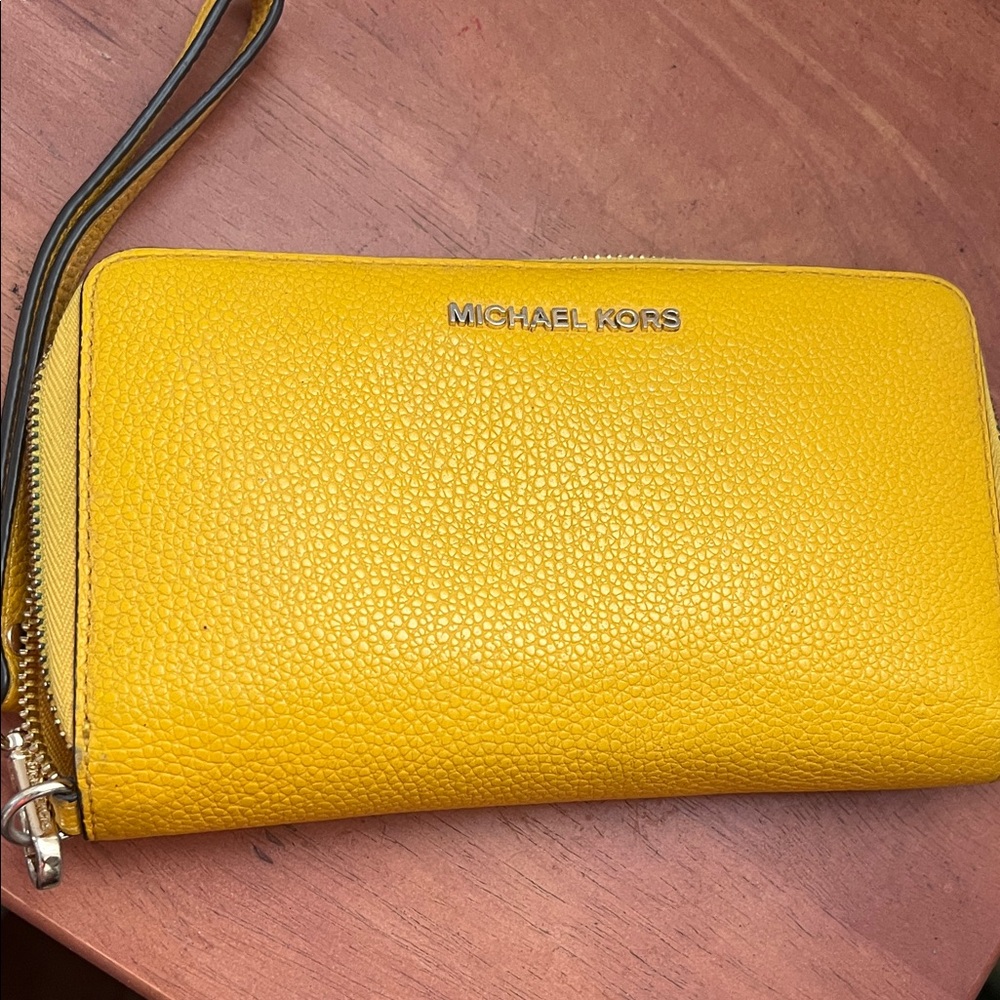 Michael Kors Mustard Leather Wristlet